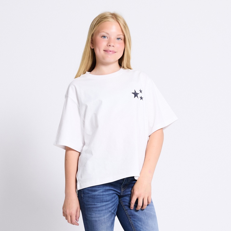 Boxy printed tee "Sissela" White